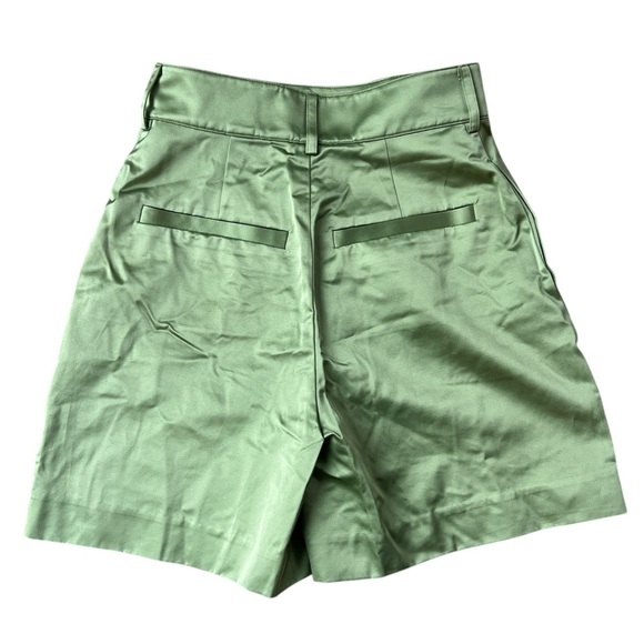 GRLFRND Alexei Satin Trouser Shorts in Sage Green - Picture 4 of 8